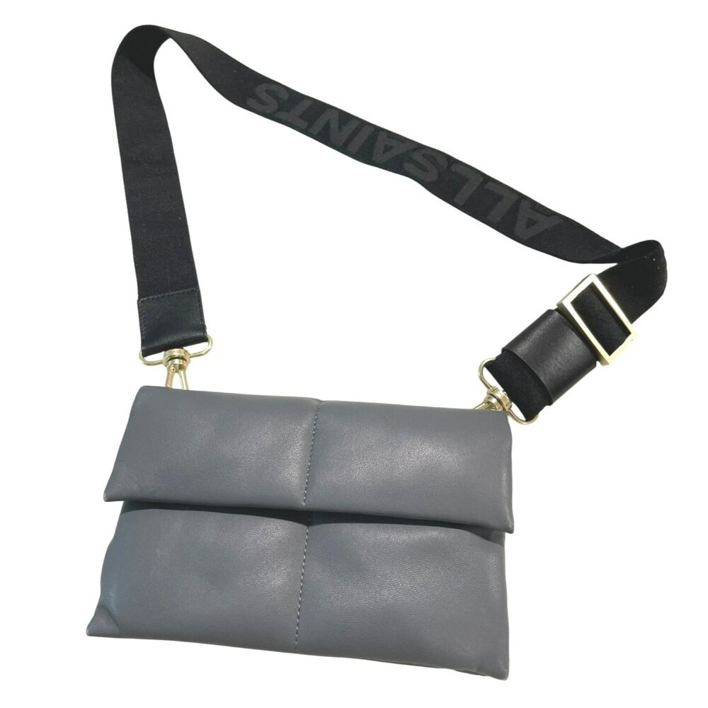 All Saints Leather Crossbody Bag With Adjustable Strap & Gold Hardware NWOT
